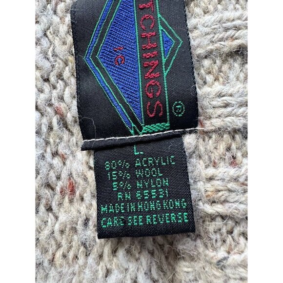 Vintage Etchings Mens Sz L Brown Blue Tan Crewneck Knit Wool Blend Sweater - Picture 6 of 8